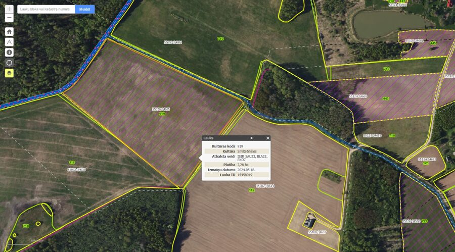 7.9 hectares farmland in Krimulda parish, including 7.28 hectares of organic sea buckthorn plantation "Paipalas"