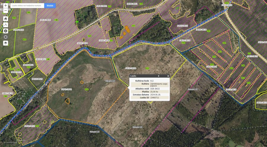 44,7ha Katvaru pagastā, t.sk. aramzeme 43,51ha, "Moderes"